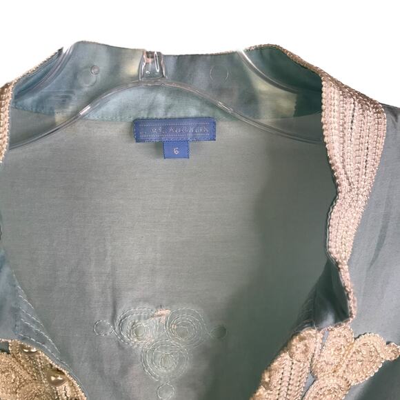 J.McLaughlin Tunic Top Womens Size 6 Blue V-Neck Embroidered Beach Coastal - Picture 3 of 10